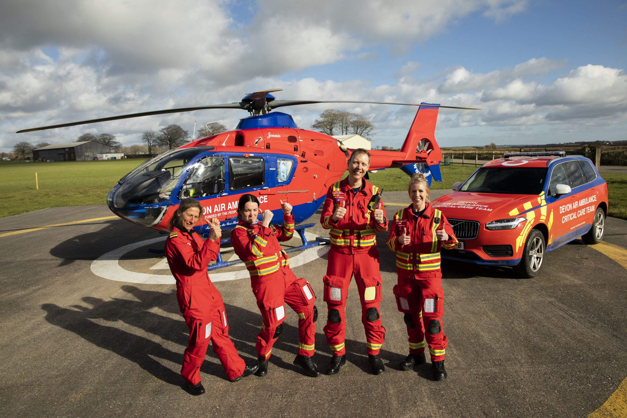 Crew assembled wit aircraft and critical care car